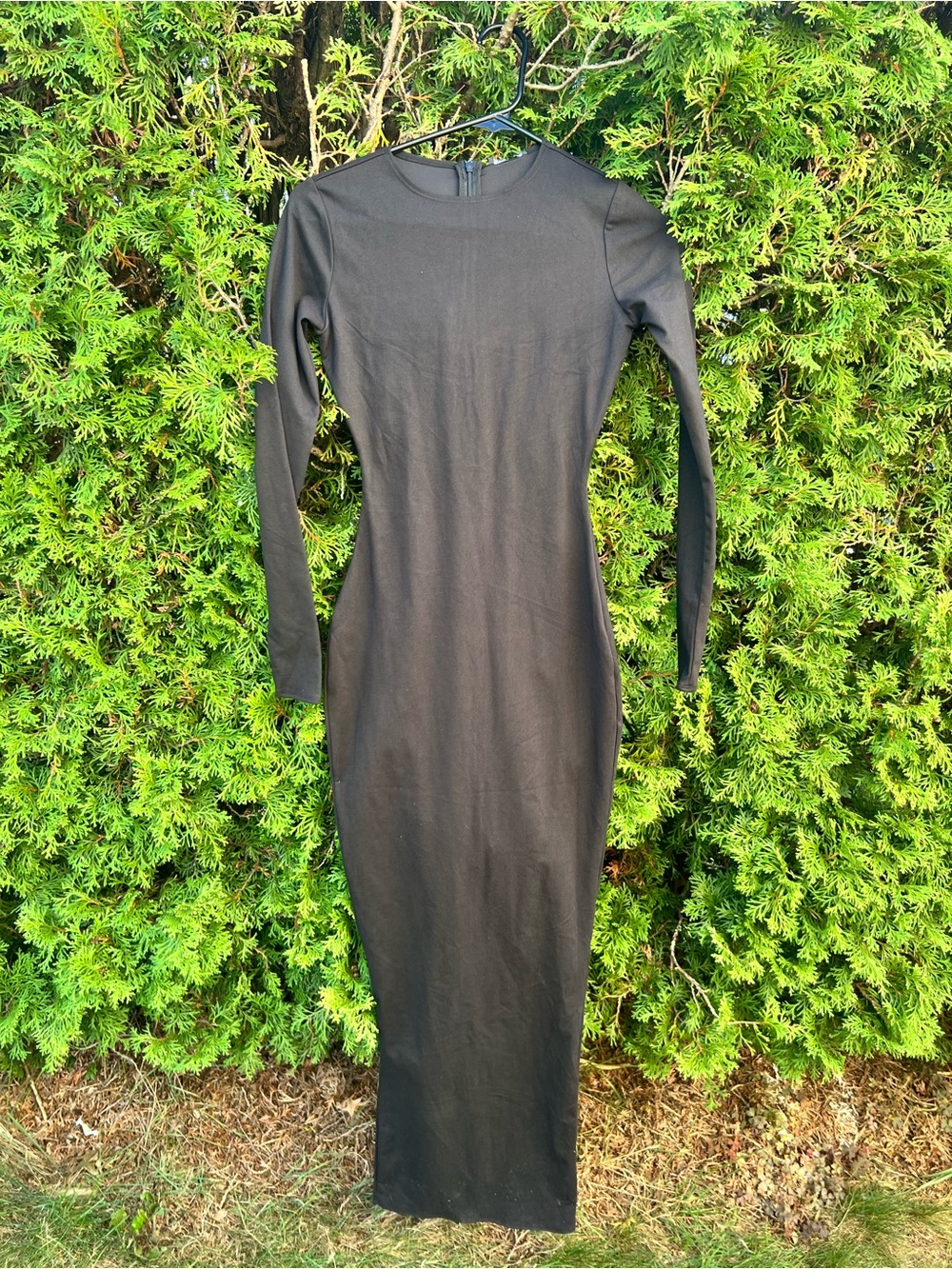 naked wardrobe Black Long-Sleeve Bodycon Maxi Dress